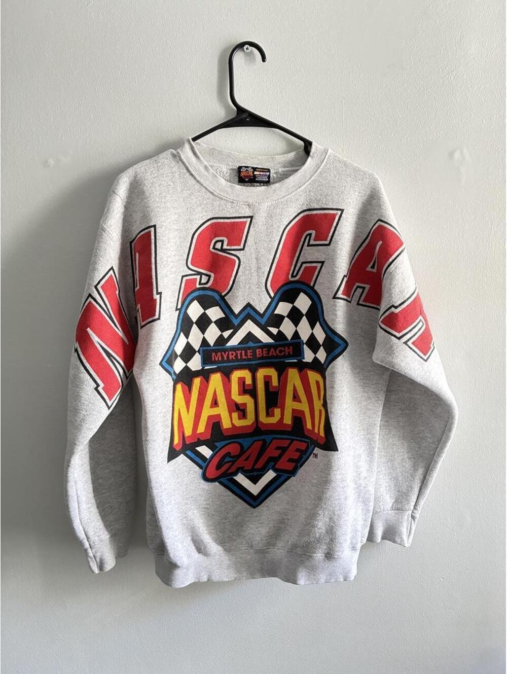 Vintage NASCAR Cafe Myrtle Beach Gray Men's Medium Sweatshirt Crew Neck